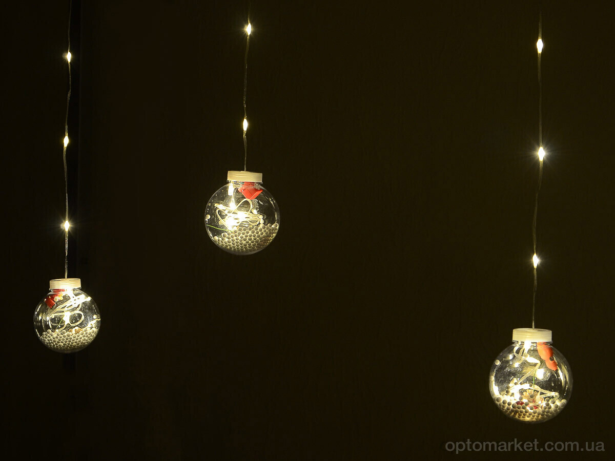 Купить Господарські товари F7883 світлодіодна новорічна гірлянда штора кулі з Дідом Морозом, довжина 400см 7garden, фото 4