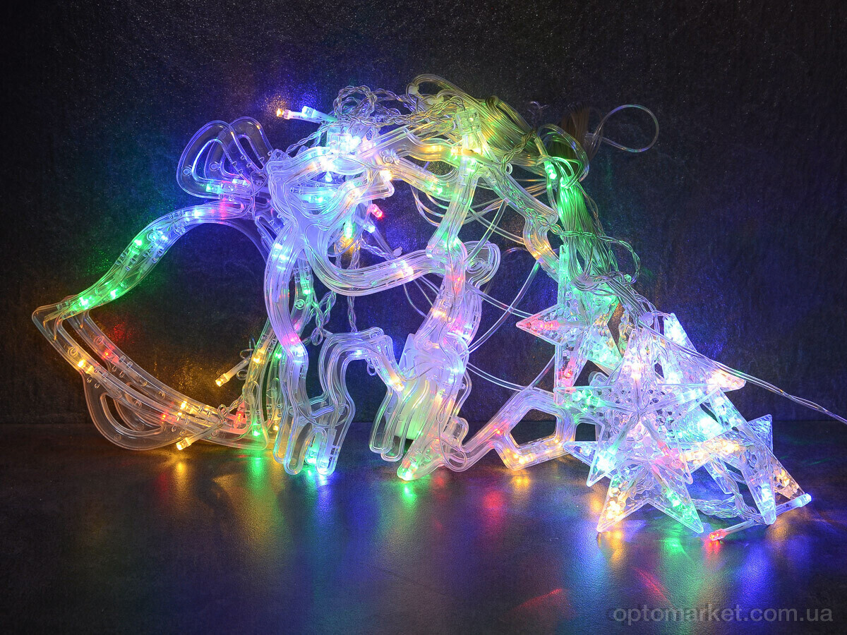 Купить Господарські товари F7886M різдвяний світлодіодний підвісний світильник Сніжинка, Сніговик, Санта-Клаус, різнокольоровий довжина 408см 7garden, фото 2