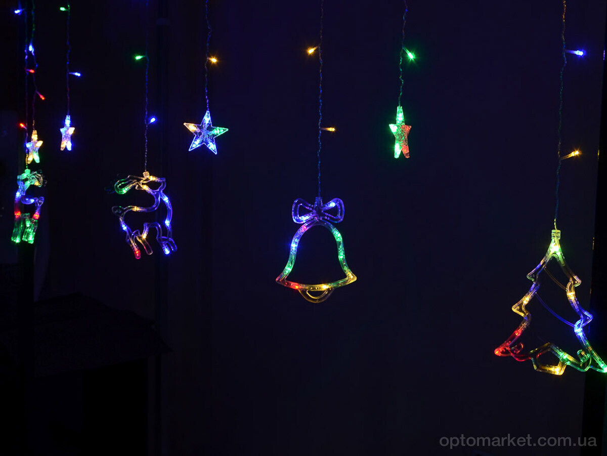 Купить Господарські товари F7886M різдвяний світлодіодний підвісний світильник Сніжинка, Сніговик, Санта-Клаус, різнокольоровий довжина 408см 7garden, фото 3