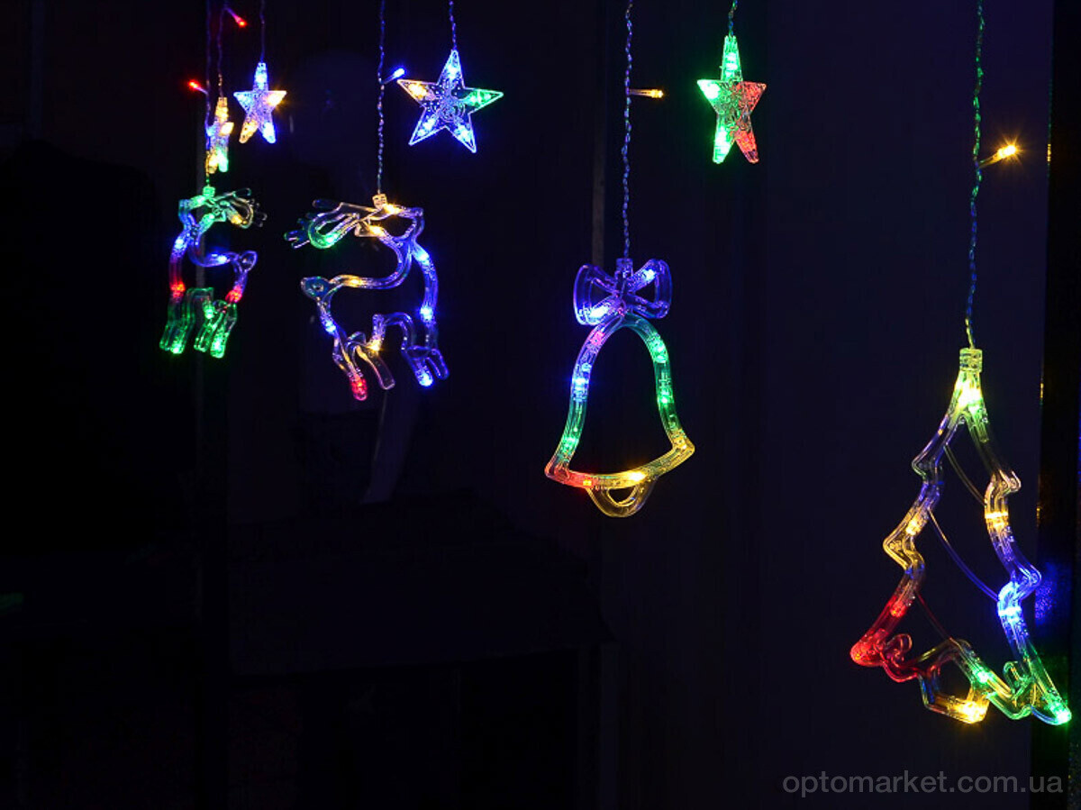 Купить Господарські товари F7886M різдвяний світлодіодний підвісний світильник Сніжинка, Сніговик, Санта-Клаус, різнокольоровий довжина 408см 7garden, фото 4