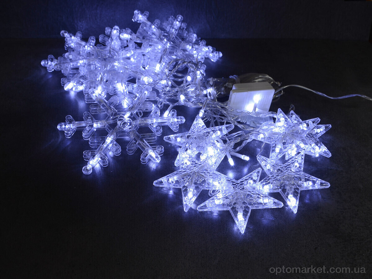 Купить Господарські товари F7887B світлодіодна гірлянда штора Сніжинки та Зірки, біла, довжина 415см 7garden, фото 2