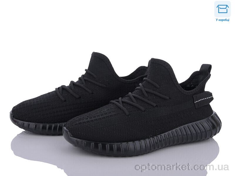 Купить Кросівки чоловічі F802-1 YZY чорний, фото 1