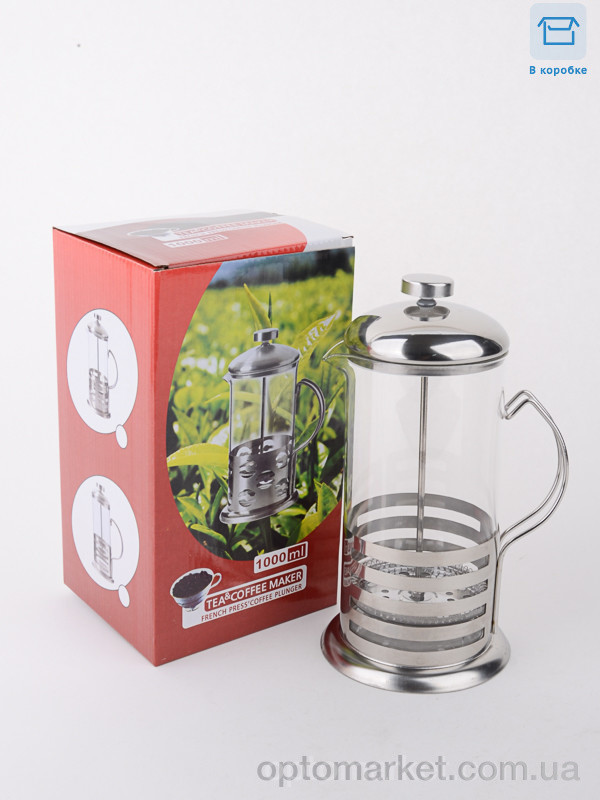 Купить Посуд до чаю та кави Френч-прес 1л (M01204) LOOK&BUY срібний, фото 1