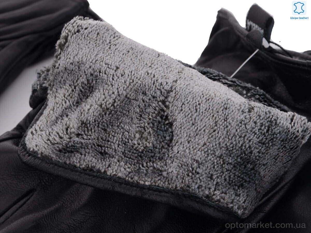Купить Рукавички чоловічі G113М шкіра-хутро black RuBi чорний, фото 2