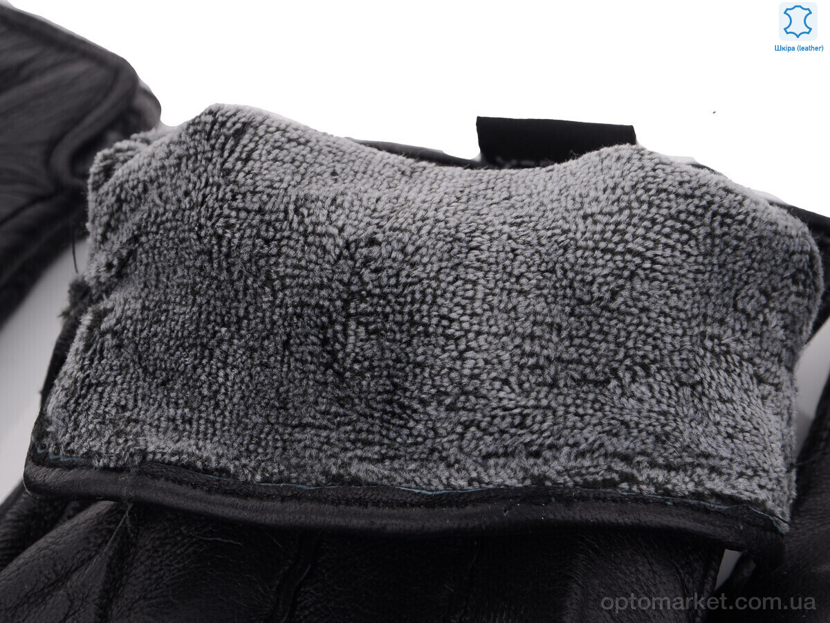 Купить Рукавички чоловічі G115М шкіра-хутро black RuBi чорний, фото 2