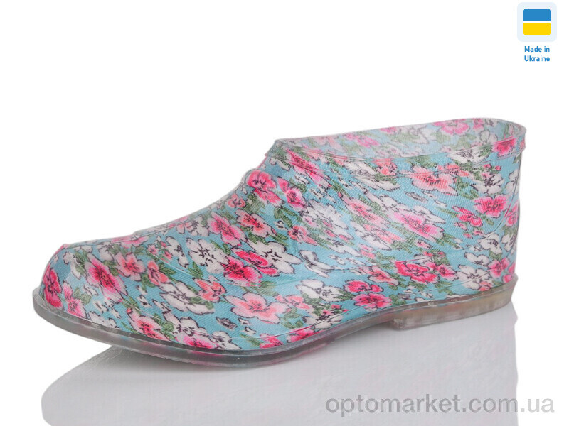 Купить Галоші жіночі Галош квітка силікон бірюзовий Lot Shoes блакитний, фото 1