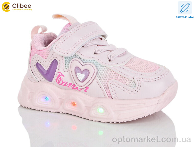 Купить Кросівки дитячі LA1163-2 pink LED Clibee рожевий, фото 1