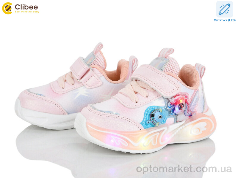 Купить Кросівки дитячі LA1175-2 pink LED Clibee рожевий, фото 1