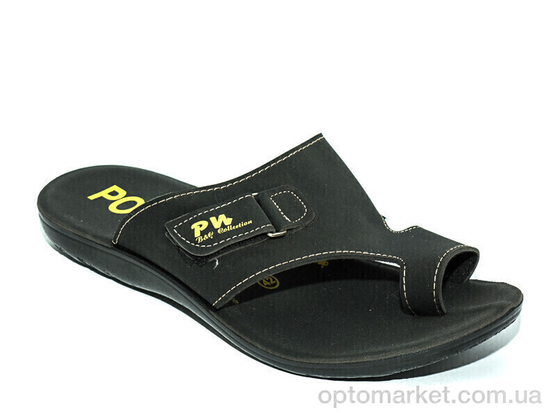 Купить Шльопанці чоловічі М114 черно-желтый Waldem чорний, фото 1