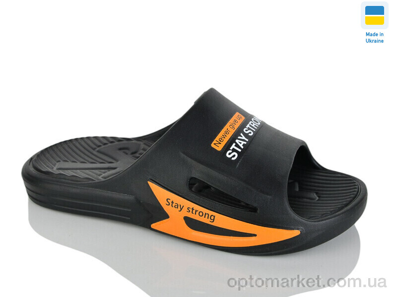 Купить Шльопанці чоловічі М243 чорний-оранж Крок чорний, фото 1