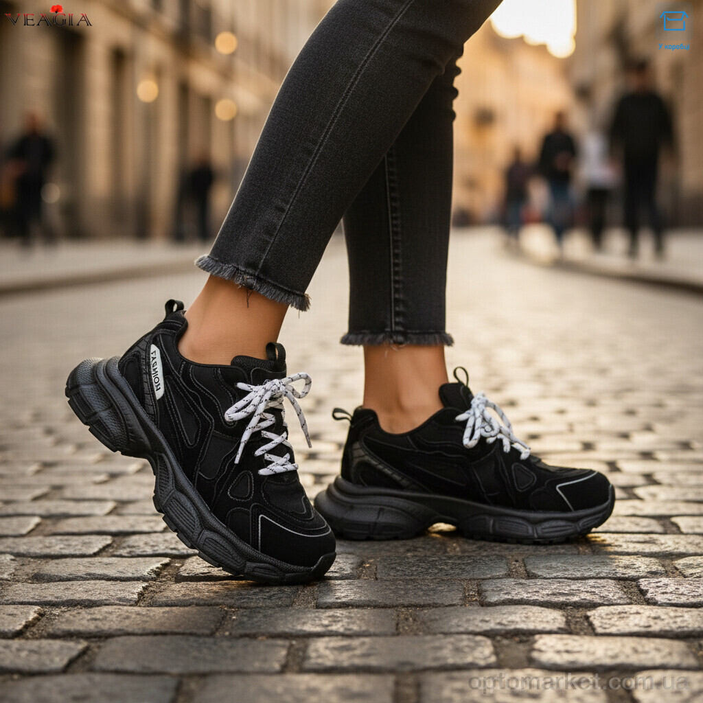 Купить Кросівки жіночі N67-1 FAN чорний, фото 2