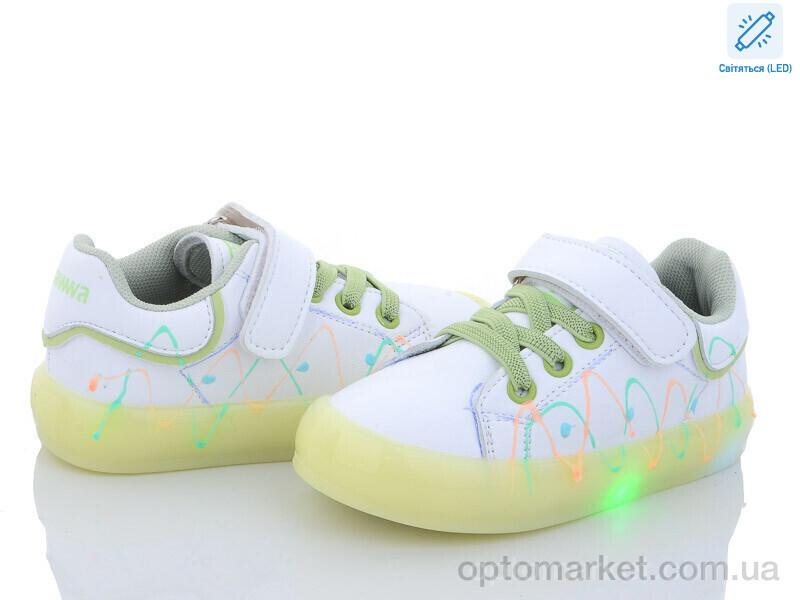 Купить Кросівки дитячі NC57-1 green LED Clibee білий, фото 1