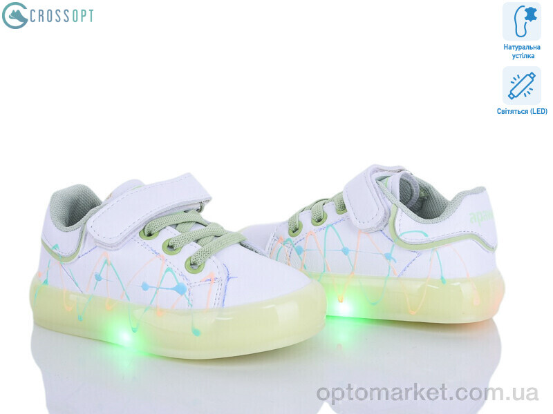 Купить Кросівки дитячі NC57-1 green LED Apawwa білий, фото 1