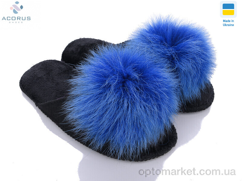 Купить Капці жіночі Пушки фетрові синій Slippers чорний, фото 1