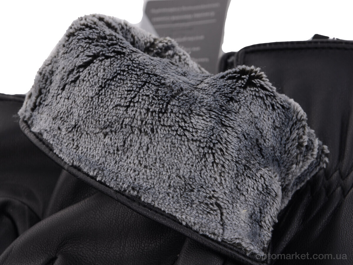 Купить Рукавички чоловічі R202М кожзам-махра black RuBi чорний, фото 2