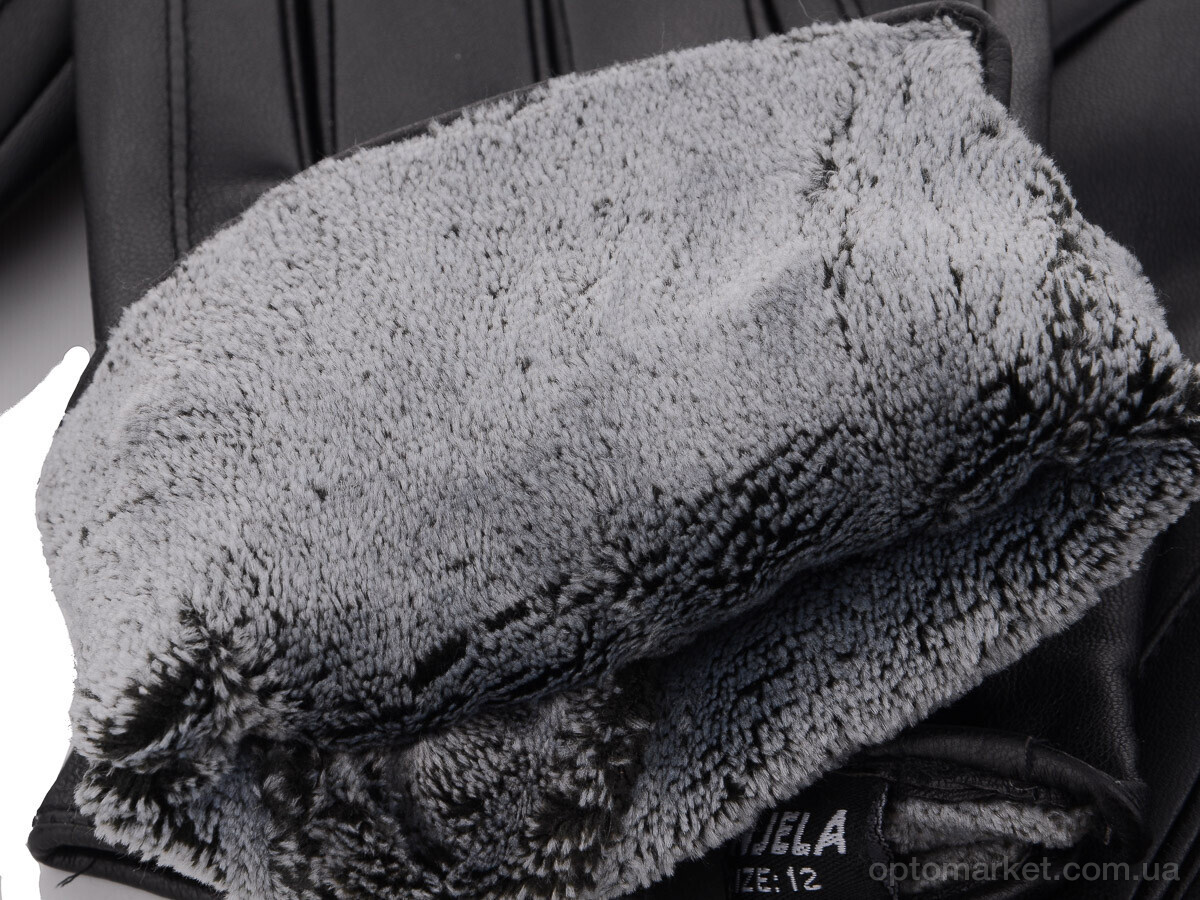 Купить Рукавички чоловічі R203М кожзам-махра black RuBi чорний, фото 2