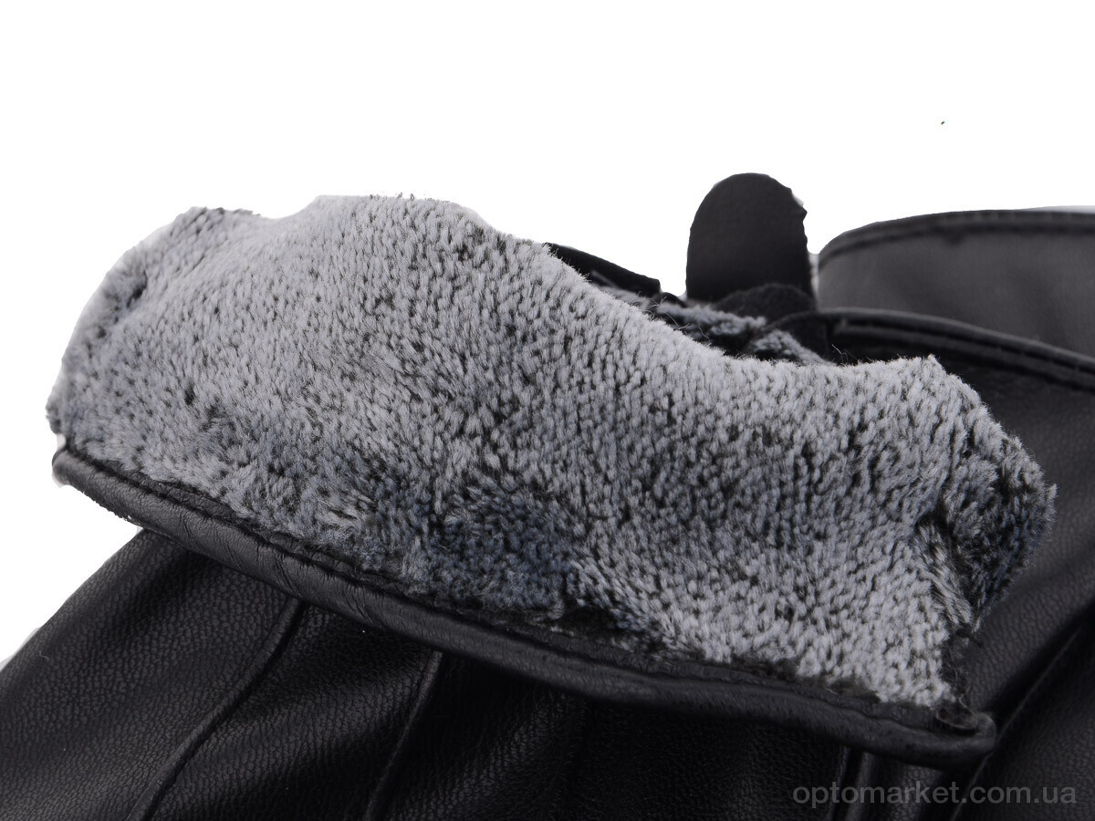 Купить Рукавички чоловічі R204М кожзам-махра black RuBi чорний, фото 2