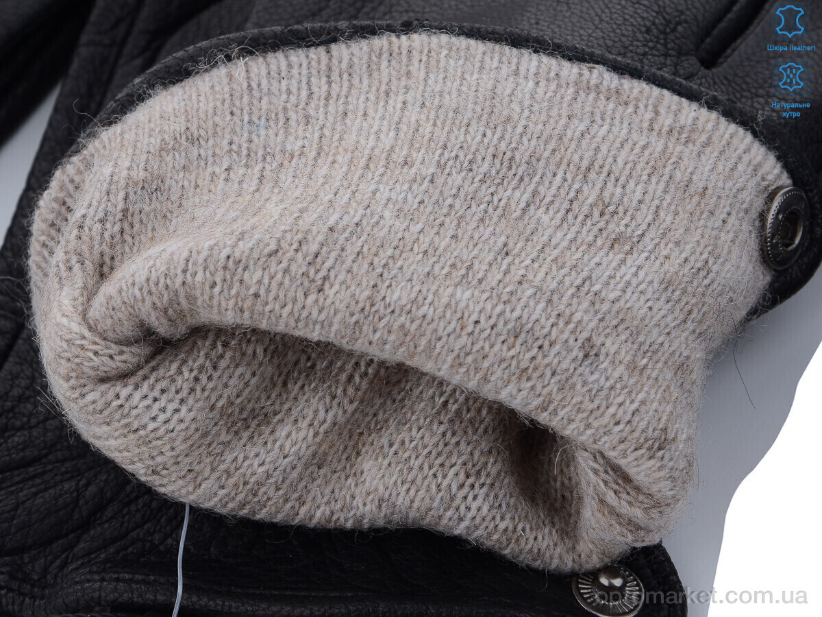 Купить Рукавички чоловічі S101М шкіра оленя-хутро black RuBi чорний, фото 2