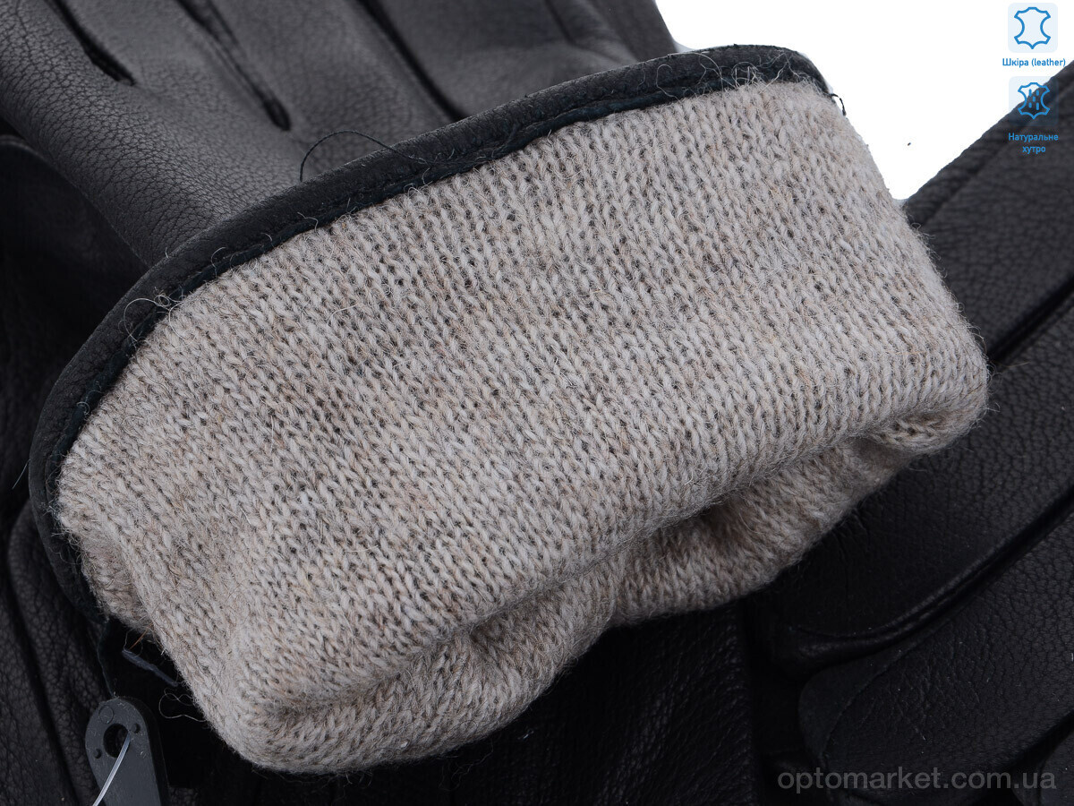 Купить Рукавички чоловічі S102М шкіра оленя-хутро black RuBi чорний, фото 2