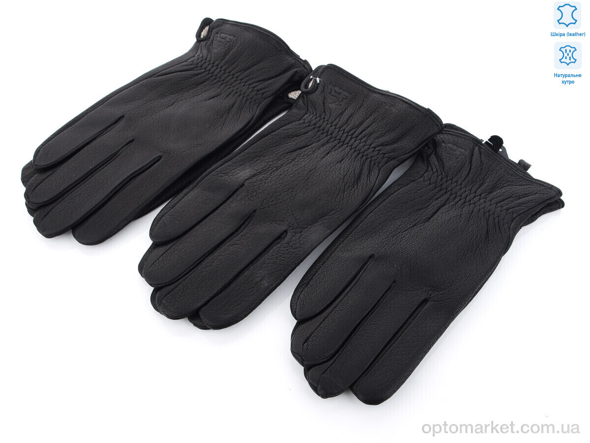 Купить Рукавички чоловічі S103М шкіра оленя-хутро black RuBi чорний, фото 1
