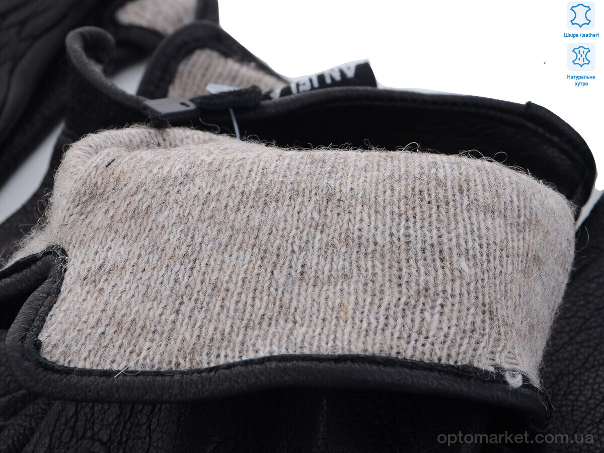 Купить Рукавички чоловічі S103М шкіра оленя-хутро black RuBi чорний, фото 2