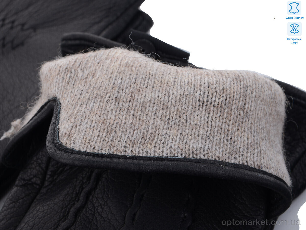 Купить Рукавички чоловічі S105М шкіра оленя-хутро black RuBi чорний, фото 2