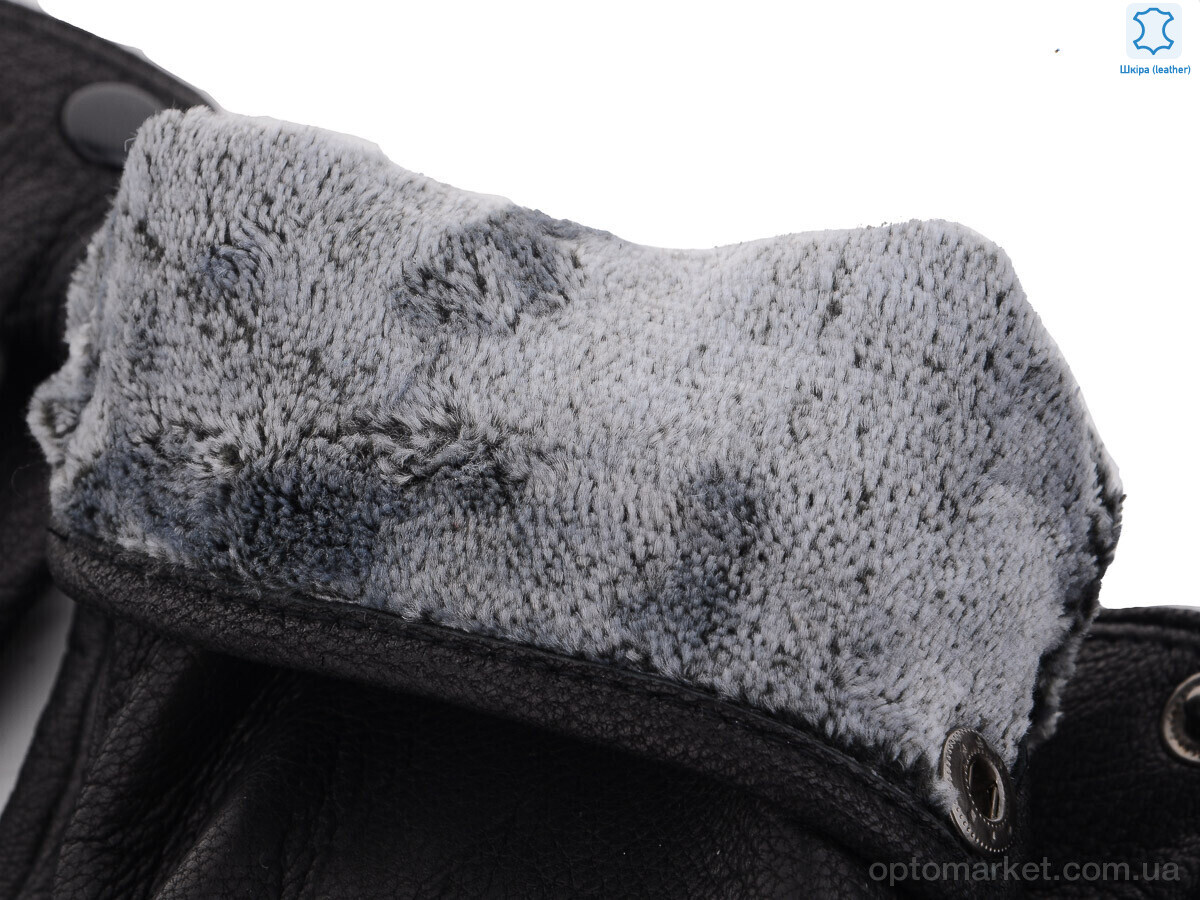 Купить Рукавички чоловічі S111М шкіра оленя-махра black RuBi чорний, фото 2