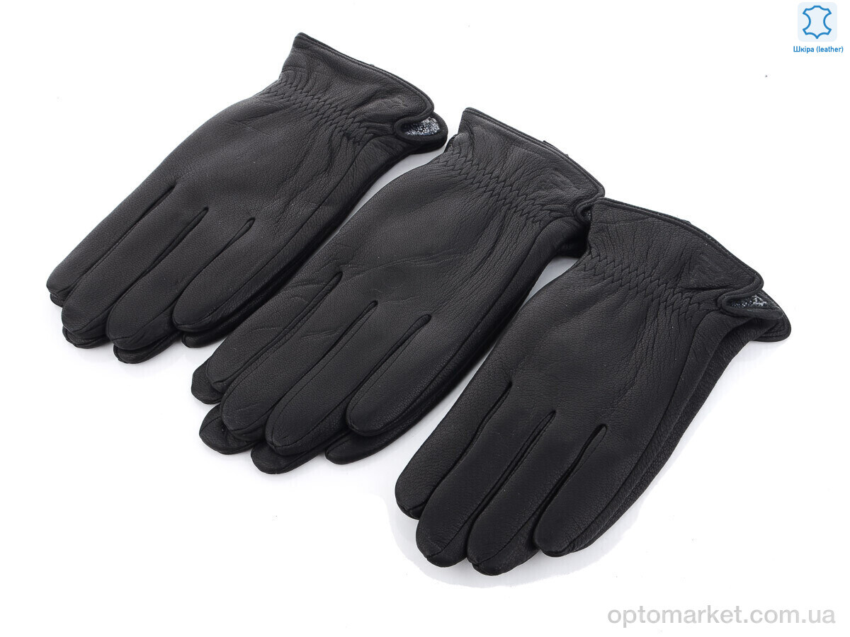Купить Рукавички чоловічі S113М шкіра оленя-махра black RuBi чорний, фото 1