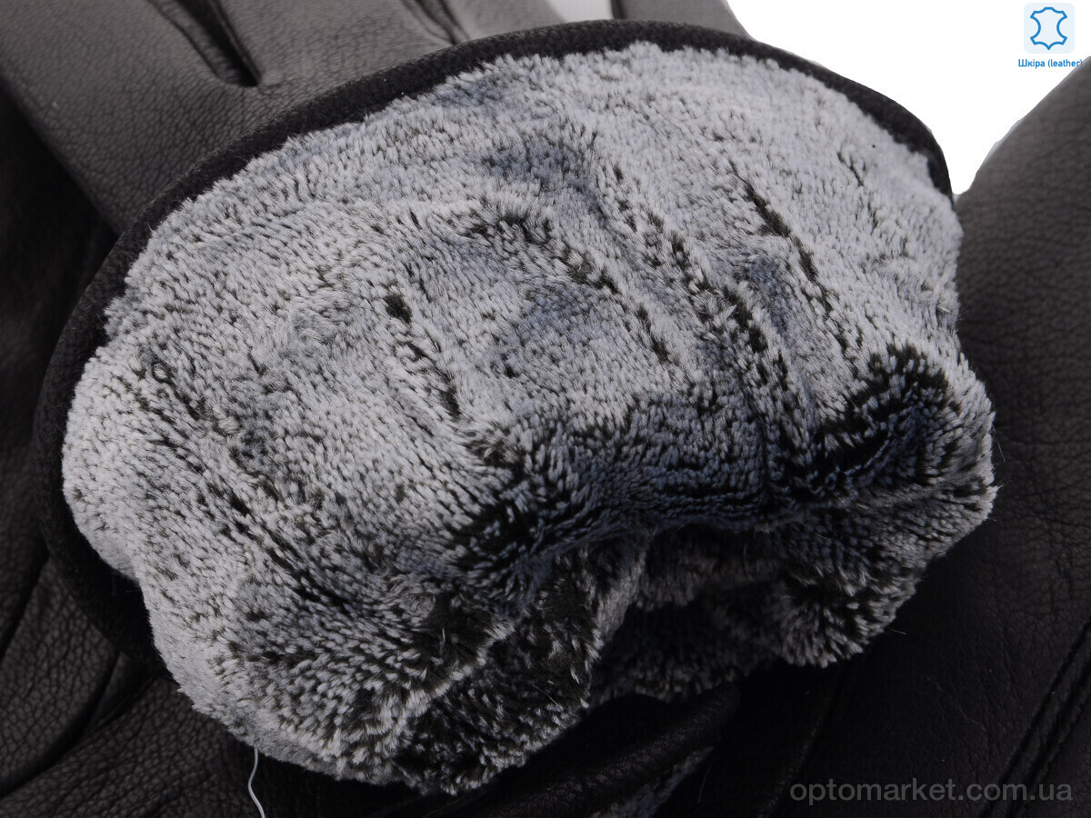 Купить Рукавички чоловічі S113М шкіра оленя-махра black RuBi чорний, фото 2