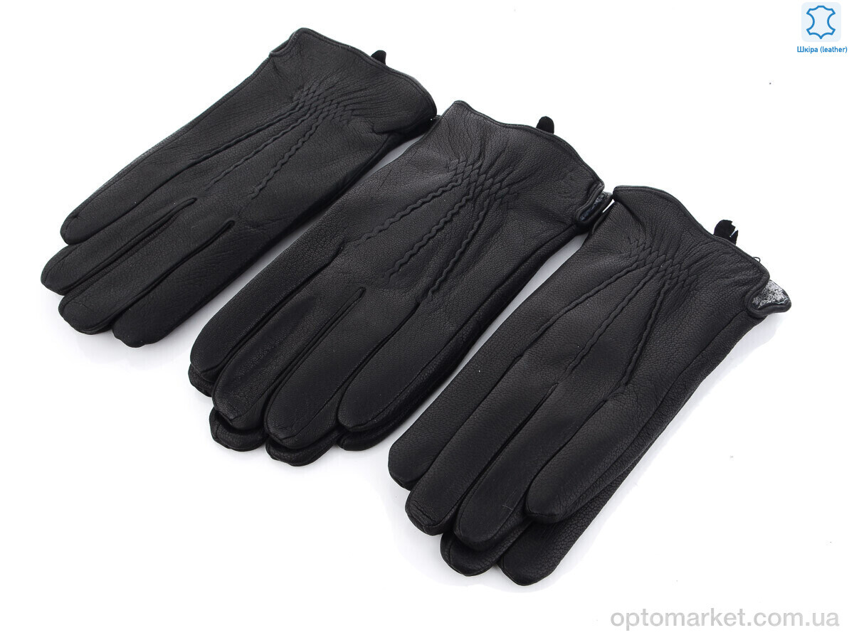 Купить Рукавички чоловічі S115М шкіра оленя-махра black RuBi чорний, фото 1