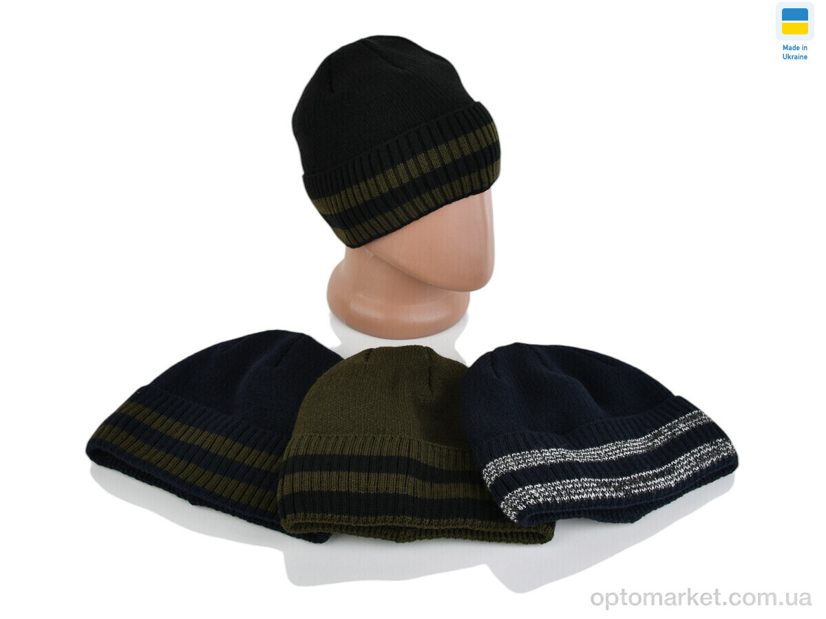 Купить Шапка чоловічі Шапка з відворотом смужка на флісі mix (44р) STARK мікс, фото 1