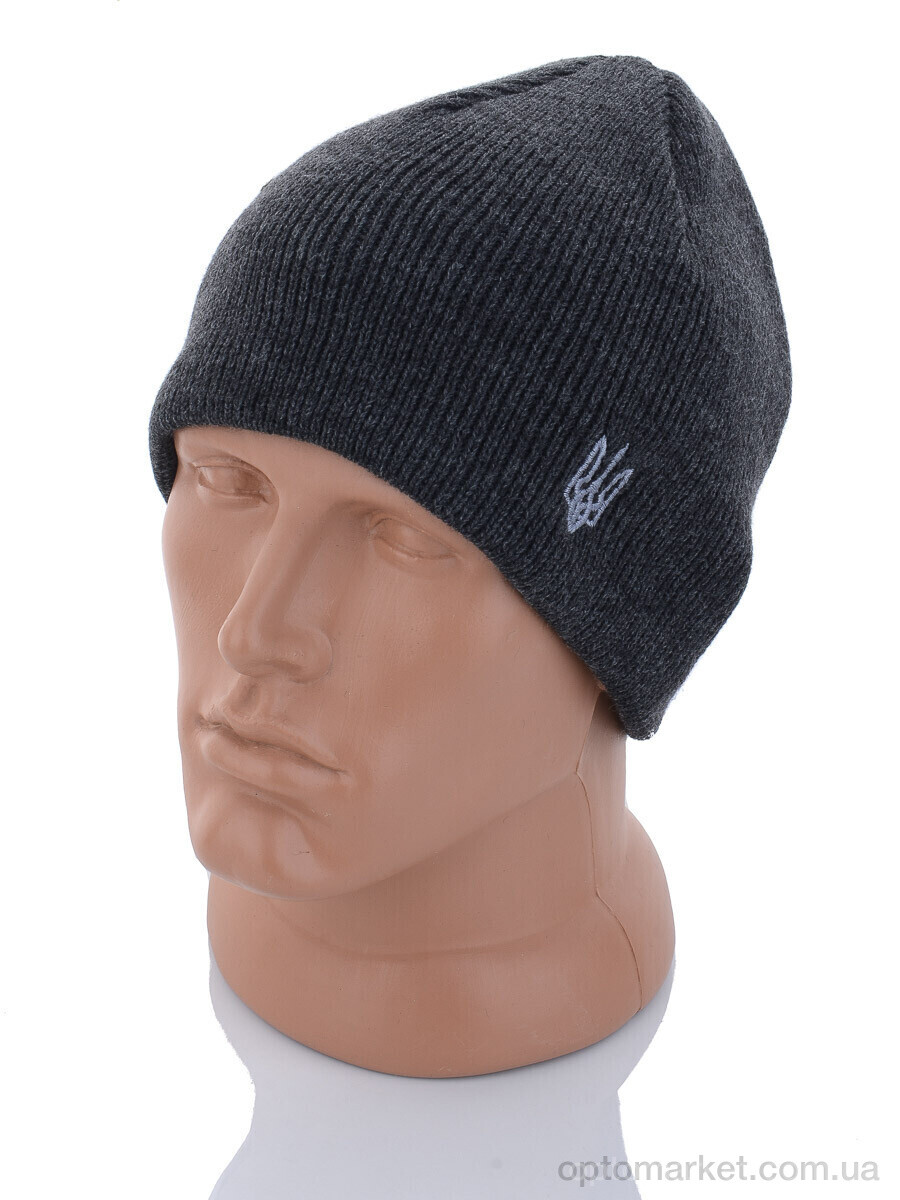 Купить Шапка чоловічі Шапка з вишивкою тризуб на флісі grey STARK сірий, фото 1