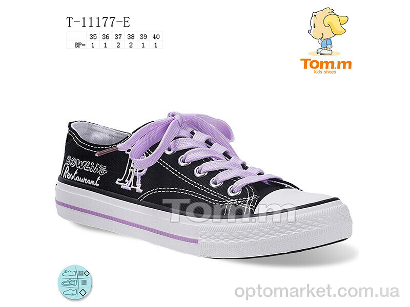 Купить Кеди жіночі T-11177-E TOM.M чорний, фото 1