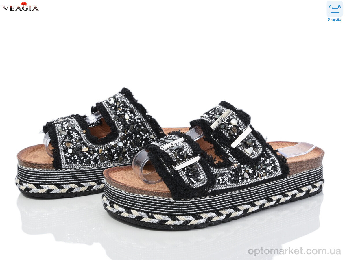 Купить Шльопанці жіночі WK001-1 FAN чорний, фото 1