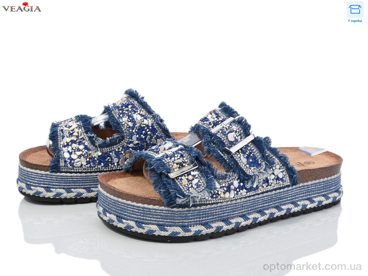 Купить Шльопанці жіночі WK001-3 FAN синій, фото 1