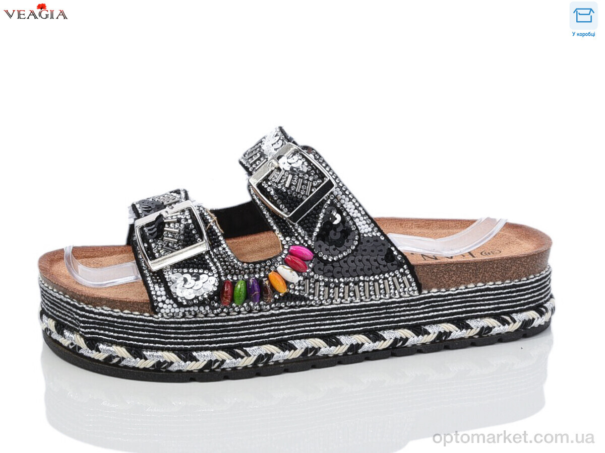 Купить Шльопанці жіночі WK002-1 FAN чорний, фото 1