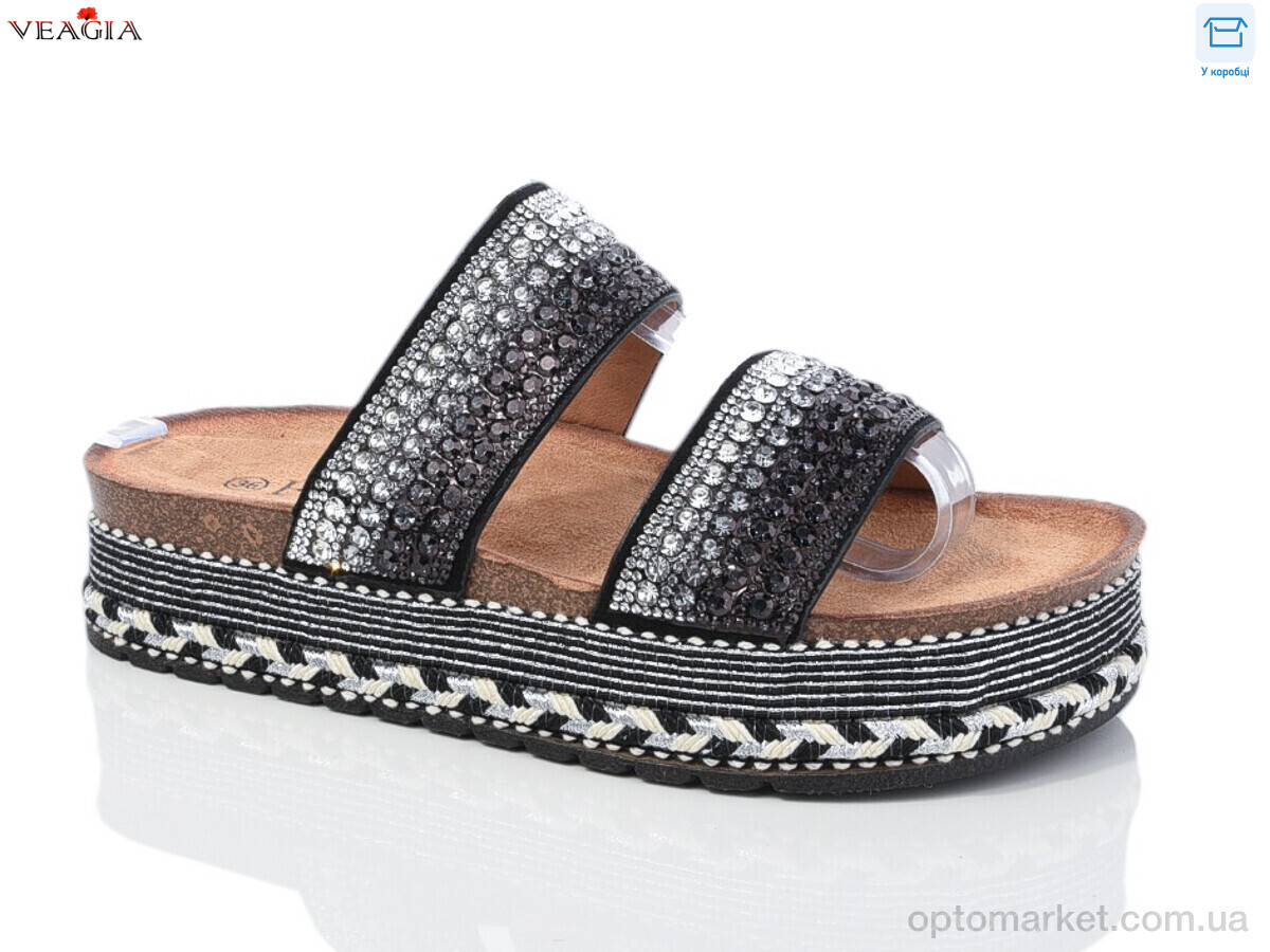 Купить Шльопанці жіночі WK006-1 FAN чорний, фото 1