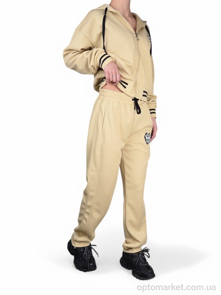 Купить Спортивний костюм жіночі WLT5330 beige Glo-Story бежевий, фото 3