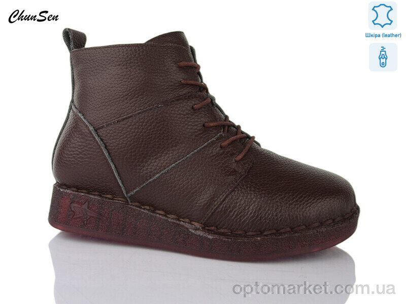 Купить Черевики жіночі Y802-2 Chunsen коричневий, фото 1