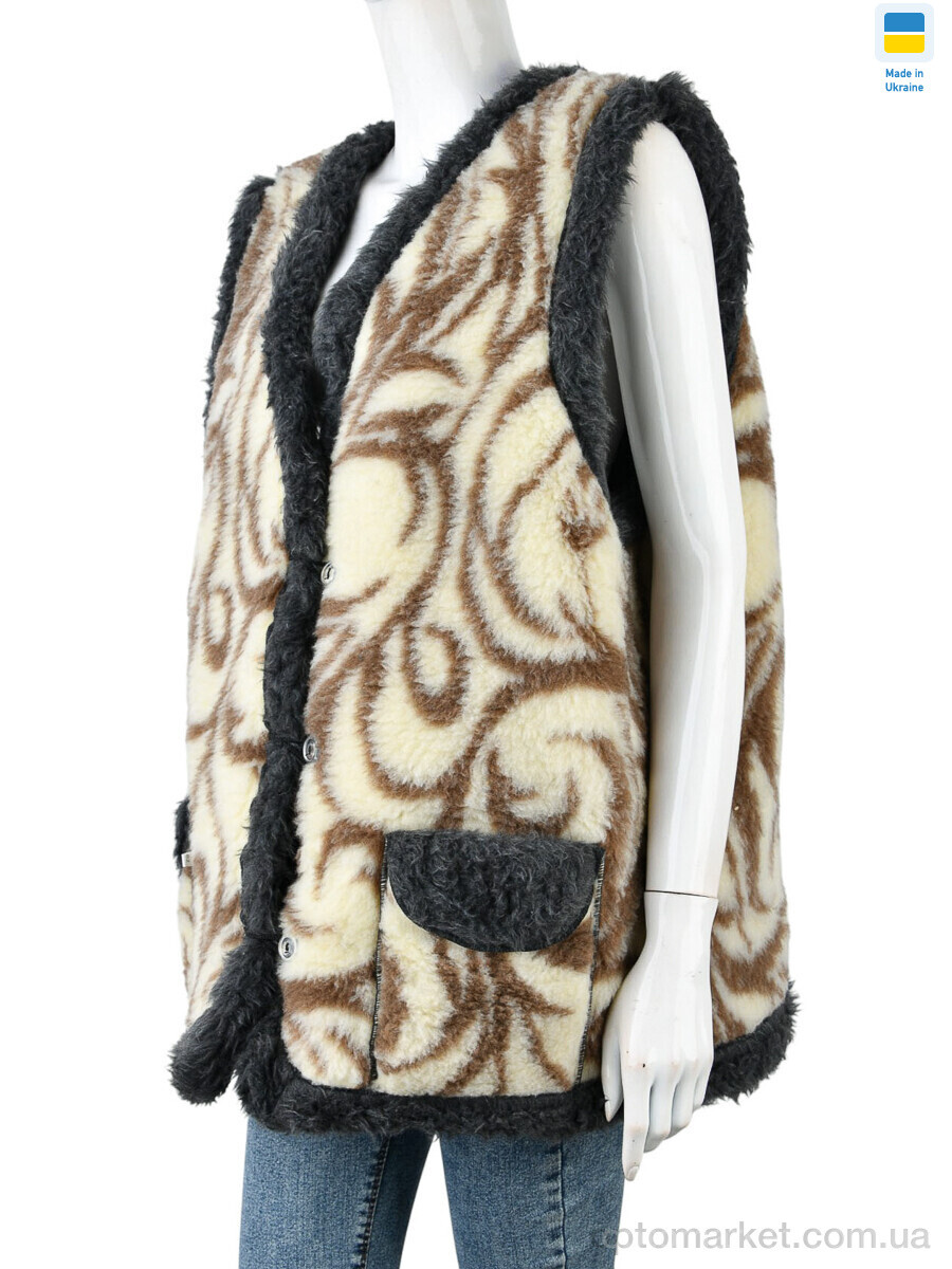 Купить Жилетка жіночі Жилетка хутро бежевий LiBang бежевий, фото 1