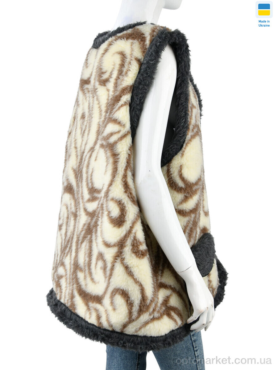 Купить Жилетка жіночі Жилетка хутро бежевий LiBang бежевий, фото 2