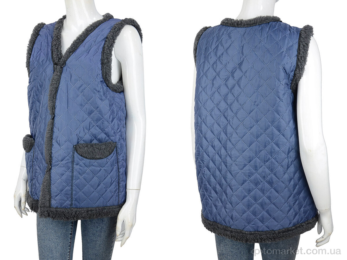 Купить Жилетка жіночі Жилетка хутро синьо-сіра LiBang синій, фото 3